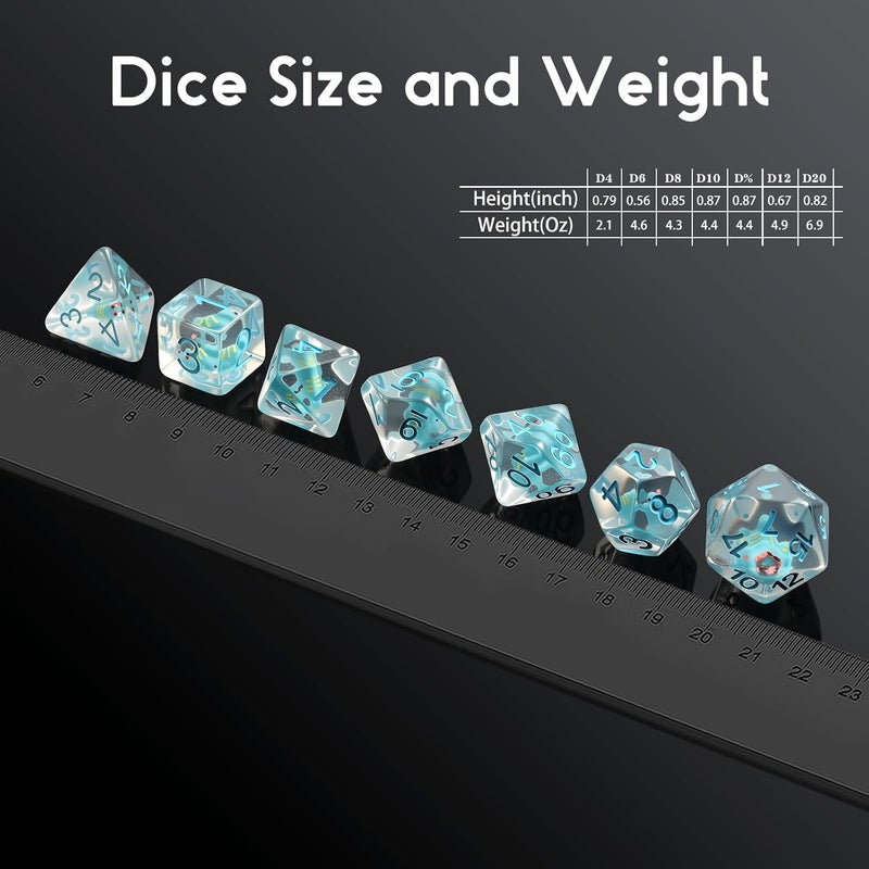 DNDND Chameleon D&D Dice Set, 7PCS Resin Dice Set with Velvet Bag for Dungeons and Dragons Role Playing Games and Tabletop Games（Chameleon - Image 4